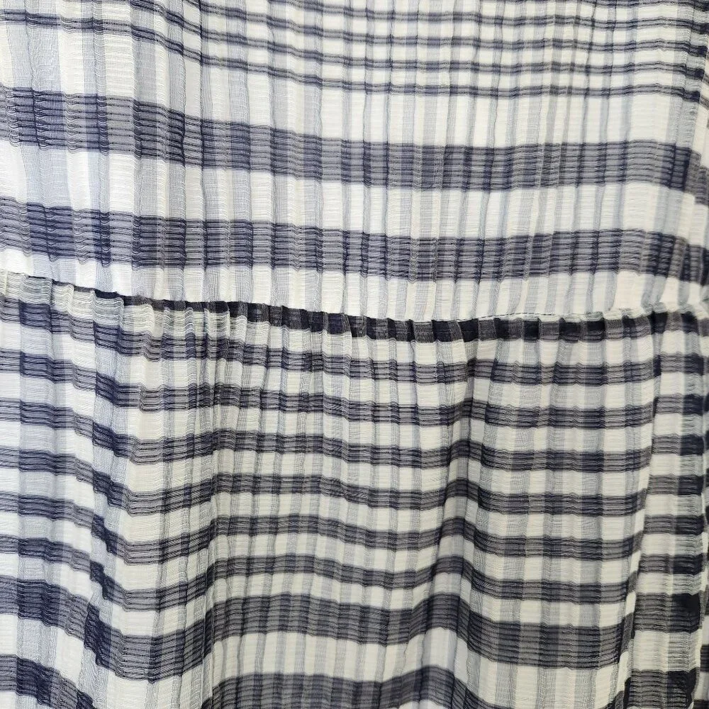 Marie Oliver Bay Dress Organdy Check Blue White Gingham Ruffle Coquette Feminine - Picture 4 of 12